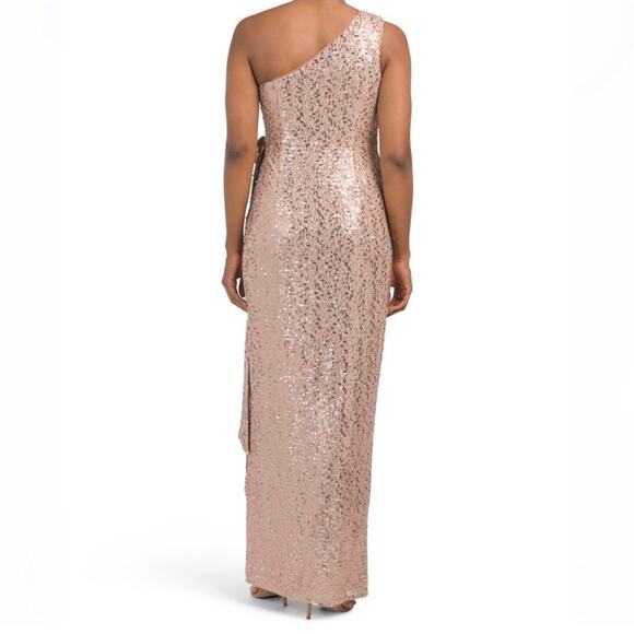NWT New Aidan by Aidan Mattox One Shoulder Sequin Gown Size 2 - Picture 4 of 11